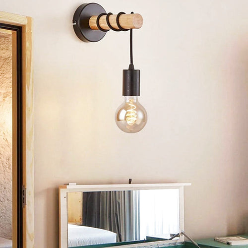 Applique Murale Industrielle Bois